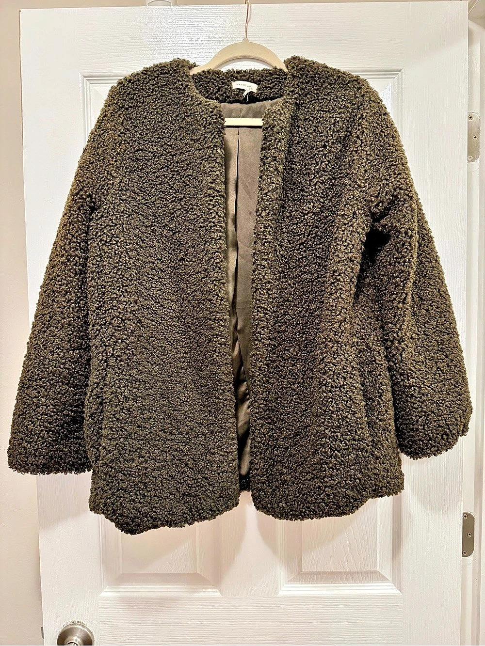 Max Studio Boucle Teddy Coat in Brown Women’s Size Small